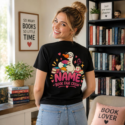 Personalized Custom Book Fair Vibes Cute Goose Librarian Unisex T-Shirt