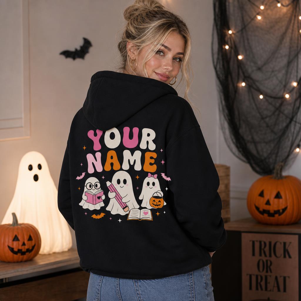 Custom Teaching My Boos Hoodie Retro Cute Ghost Teacher Personalized Gift