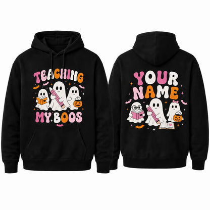 Custom Teaching My Boos Hoodie Retro Cute Ghost Teacher Personalized Gift