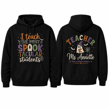 Personalized Halloween Teacher Hoodie Spooktacular Students Custom Name Gift