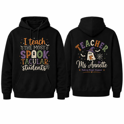 Personalized Halloween Teacher Hoodie Spooktacular Students Custom Name Gift