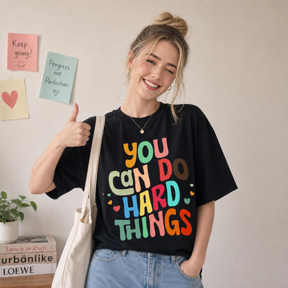 Custom You Can Do Hard Things Teacher Shirt Progress Not Perfection T-Shirt