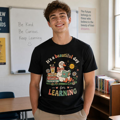 Personalized Reading Teacher Shirt Cute Book Lover Goose Custom Name Tee
