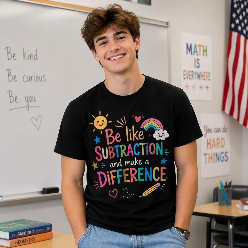 Personalized Math Teacher Shirt Be Like Subtraction Make A Difference Tee