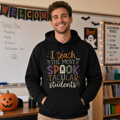 Personalized Halloween Teacher Hoodie Spooktacular Students Custom Name Gift