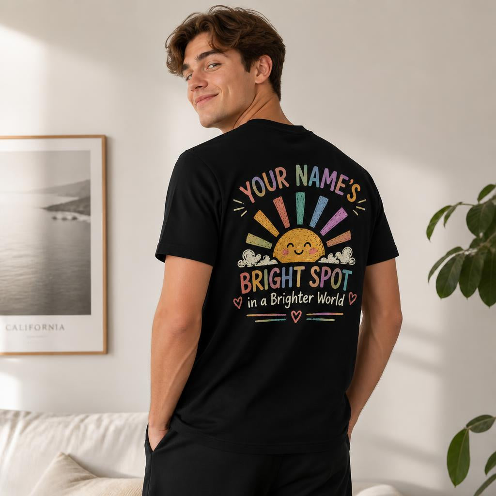 Custom The World Is Brighter Teacher T-Shirt Sunshine Personalized Name Gift