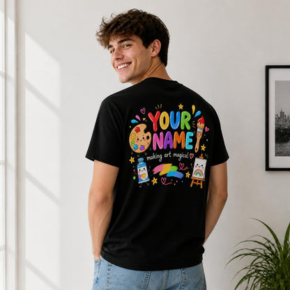 Custom Art Teacher T-Shirt Cute Paintbrush Palette Personalized Artist Gift