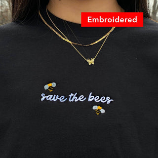 Save The Bees Embroidered Halloween Sweatshirt 2D Crewneck Sweatshirt All Over Print Sweatshirt For Women Sweatshirt For Men SWS3282