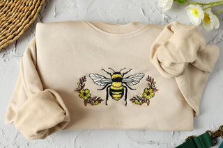 Floral Bee Embroidered Sweatshirt 2D Crewneck Sweatshirt All Over Print Sweatshirt For Women Sweatshirt For Men SWS2817