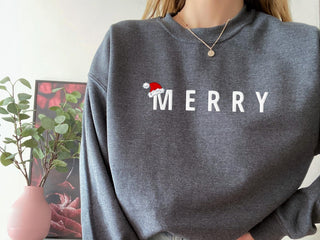 Merry Christmas Embroidered Halloween Sweatshirt 2D Crewneck Sweatshirt All Over Print Sweatshirt For Women Sweatshirt For Men SWS3059