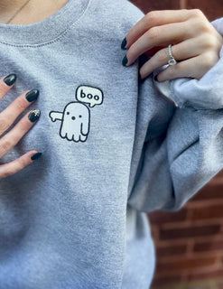 Embroidered Boo Ghost Sweatshirt 2D Crewneck Sweatshirt All Over Print Sweatshirt For Women Sweatshirt For Men SWS2983