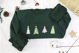 Christmas Tree Embroidered Sweatshirt 2D Crewneck Sweatshirt All Over Print Sweatshirt For Women Men SWS2839