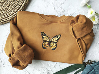 Butterfly  Embroidered Sweatshirt 2D Crewneck Sweatshirt All Over Print Sweatshirt For Women Sweatshirt For Men SWS2849