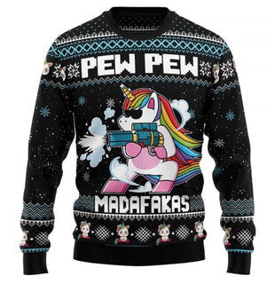 Unicorn Pew Pew Ugly Christmas Sweater For Men & Women Christmas Gift Sweater US1170