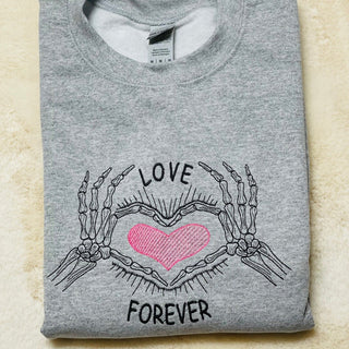 Forever Love Embroidered Sweatshirt 2D Crewneck Sweatshirt All Over Print Sweatshirt For Women Sweatshirt For Men SWS2846