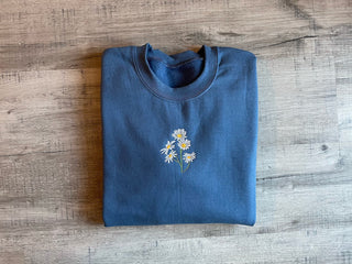 Daisies Embroidered Halloween Sweatshirt 2D Crewneck Sweatshirt All Over Print Sweatshirt For Women Sweatshirt For Men SWS3027