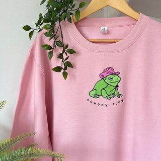 Cowboy Frog Embroidered Halloween Sweatshirt 2D Crewneck Sweatshirt All Over Print Sweatshirt For Women Sweatshirt For Men SWS3567