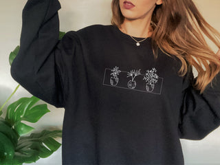 Plant Embroidered Halloween Sweatshirt 2D Crewneck Sweatshirt All Over Print Sweatshirt For Women Sweatshirt For Men SWS3057