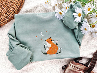 Fox Daisy Embroidered Sweatshirt 2D Crewneck Sweatshirt All Over Print Sweatshirt For Women Sweatshirt For Men SWS2818