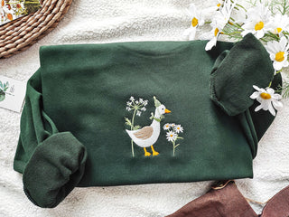 Cute Duck Embroidered Sweatshirt 2D Crewneck Sweatshirt All Over Print Sweatshirt For Women Sweatshirt For Men SWS2652