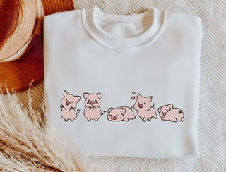 Cute Pigs Embroidered Halloween Sweatshirt 2D Crewneck Sweatshirt All Over Print Sweatshirt For Women Sweatshirt For Men SWS2979