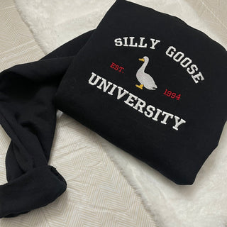 Silly Goose Embroidered Sweatshirt 2D Crewneck Sweatshirt All Over Print Sweatshirt For Women Sweatshirt For Men SWS2639