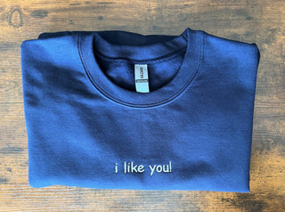 Embroidered I Like You Sweatshirt 2D Crewneck Sweatshirt All Over Print Sweatshirt For Women Sweatshirt For Men SWS2630