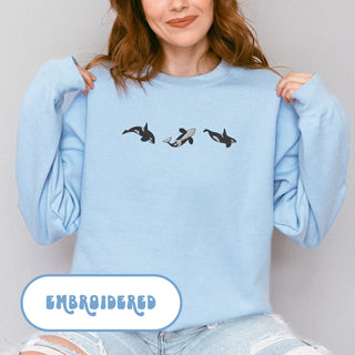 Whale Embroidered Halloween Sweatshirt 2D Crewneck Sweatshirt All Over Print Sweatshirt For Women Sweatshirt For Men SWS3312