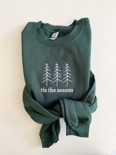 Tis The Season Christmas Tree Embroidered Sweatshirt 2D Crewneck Sweatshirt All Over Print Sweatshirt For Women Sweatshirt For Men SWS5184