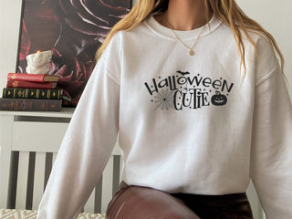 Halloween Cutie Embroidered Halloween Sweatshirt 2D Crewneck Sweatshirt All Over Print Sweatshirt For Women Sweatshirt For Men SWS3047