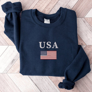 Embroidered US Flag Sweatshirt 2D Crewneck Sweatshirt All Over Print Sweatshirt For Women Sweatshirt For Men SWS2644