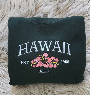 Embroidered Hawaii Aloha Sweatshirt 2D Crewneck Sweatshirt All Over Print Sweatshirt For Women Sweatshirt For Men SWS2551