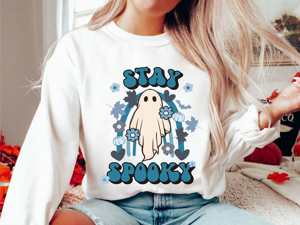 Spooky ghost halloween sweatshirt, halloween shirt, ghost shirt, halloween sweater, halloween gift, womens halloween, fall sweatshirt, ghost