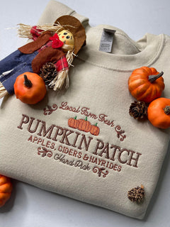 Fall Pumpkin Patch Embroidered Sweatshirt 2D Crewneck Sweatshirt All Over Print Sweatshirt For Women Sweatshirt For Men SWS2519