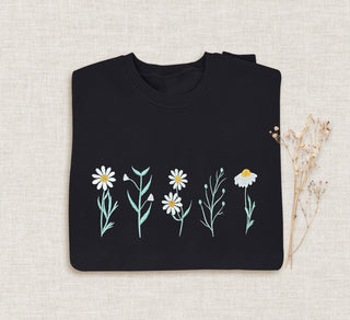 Wildflowers Embroidered Halloween Sweatshirt 2D Crewneck Sweatshirt All Over Print Sweatshirt For Women Sweatshirt For Men SWS2983