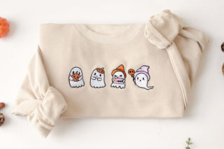 Embroidered Cute Ghost Sweatshirt 2D Crewneck Sweatshirt All Over Print Sweatshirt For Women Sweatshirt For Men SWS2465