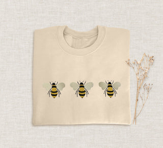 Bee Embroidered Halloween Sweatshirt 2D Crewneck Sweatshirt All Over Print Sweatshirt For Women Sweatshirt For Men SWS3008