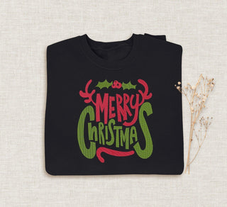 Happy Christmas Embroidered Halloween Sweatshirt 2D Crewneck Sweatshirt All Over Print Sweatshirt For Women Sweatshirt For Men SWS2998