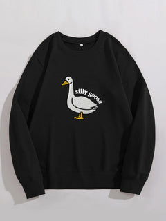 Funny Goose Embroidered Halloween Sweatshirt 2D Crewneck Sweatshirt All Over Print Sweatshirt For Women Sweatshirt For Men SWS3070