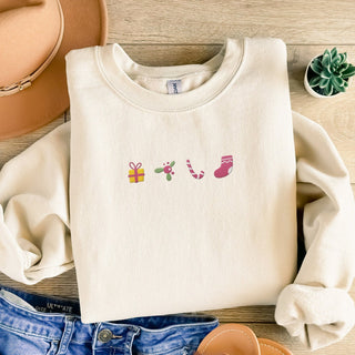 Christmas Presents Embroidered Sweatshirt 2D Crewneck Sweatshirt All Over Print Sweatshirt For Women Sweatshirt For Men SWS5174