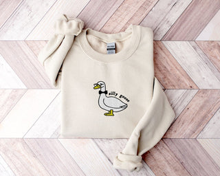 Embroidered Silly Goose Sweatshirt 2D Crewneck Sweatshirt All Over Print Sweatshirt For Women Sweatshirt For Men SWS2640