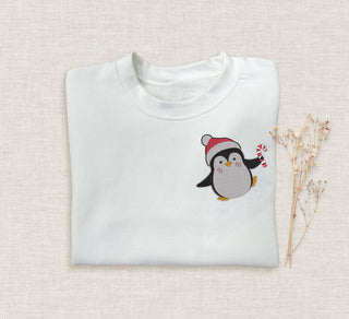 Christmas Penguin Embroidered Halloween Sweatshirt 2D Crewneck Sweatshirt All Over Print Sweatshirt For Women Sweatshirt For Men SWS2999