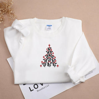 Christmas Tree Embroidered Halloween Sweatshirt 2D Crewneck Sweatshirt All Over Print Sweatshirt For Women Sweatshirt For Men SWS3561