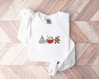 Christmas Embroidered Halloween Sweatshirt 2D Crewneck Sweatshirt All Over Print Sweatshirt For Women Sweatshirt For Men SWS3069