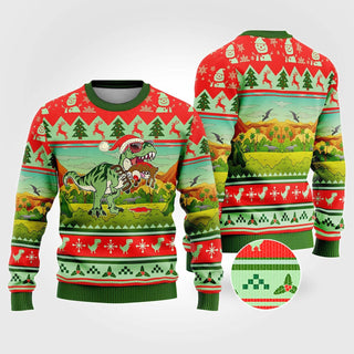 T-Rex Eating Reindeer Jumper Ugly Christmas Sweater For Men & Women Christmas Gift Sweater US2070