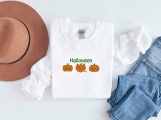 Halloween Pumpkin Embroidered Halloween Sweatshirt 2D Crewneck Sweatshirt All Over Print Sweatshirt For Women Sweatshirt For Men SWS2781