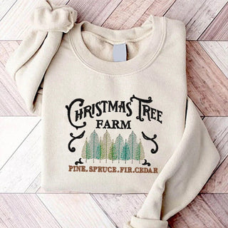 XMAS Tree Farm Embroidered Sweatshirt 2D Crewneck Sweatshirt All Over Print Sweatshirt For Women Sweatshirt For Men SWS5440