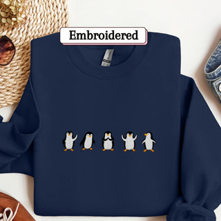 Cute Penguin Embroidered Sweatshirt 2D Crewneck Sweatshirt All Over Print Sweatshirt For Women Sweatshirt For Men SWS5180