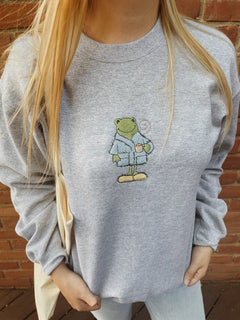 Cute Frog Embroidered Sweatshirt 2D Crewneck Sweatshirt All Over Print Sweatshirt For Women Sweatshirt For Men SWS2958