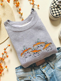 Pumpkin Cats Embroidered Sweatshirt 2D Crewneck Sweatshirt All Over Print Sweatshirt For Women Sweatshirt For Men SWS3175